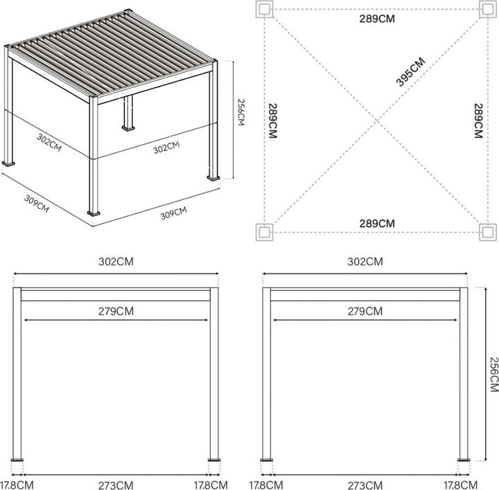Image du produit Weide Pergola Classic 3x3.6m mit Lamellendach Sand (300 cm, 360 cm)