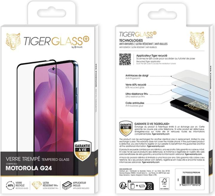 Produktbild Tiger Glass Plus Verre Trempe Recycle Motorola G24 (1 Stück, Motorola Moto G04, Motorola Moto G24, Motorola Moto G24 Power, Motorola Moto E14)