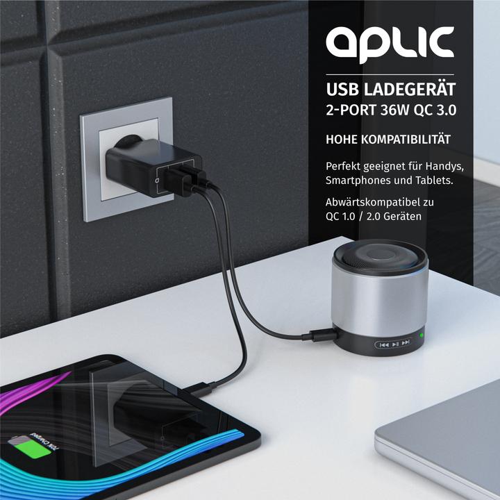 Immagine prodotto Aplic Caricatore USB, caricatore USB a 2 porte Quick Charge 36 W / 6000 mA / funzione di ricarica rapida (36 W)