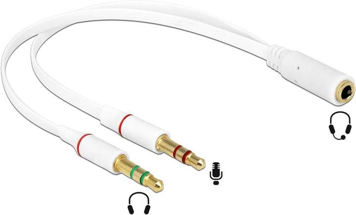 Produktbild Delock Headset Adapter 1 x 3,5 mm 4 Pin Klinkenbuchse > 2 x 3,5 mm 3 Pin (0.20 m)