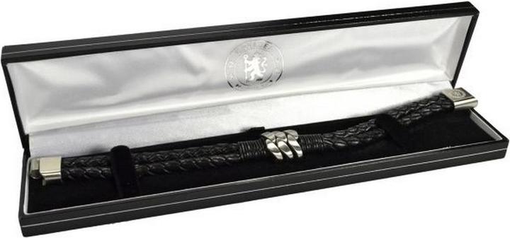 Image du produit Chelsea FC Bracelet en cuir double tresse (80% cuir, 20% acier inoxydable)