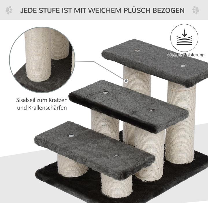 Image du produit PawHut Escalier pour chats avec 3 marches (34 cm, Gris)