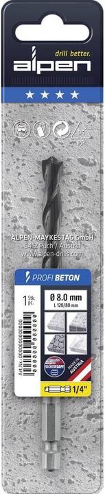 Image du produit Alpen Foret à béton en carbure /4 Tige hexagonale (4 mm)