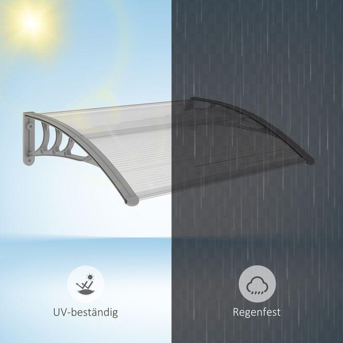 Image du produit Swisshandel24 Vordach für Haustür 100 x 75 cm Pultbogenvordach aus Aluminium und Polycarbonat, silber