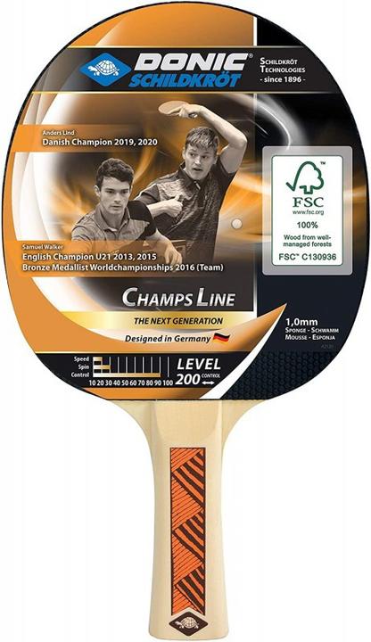 Immagine prodotto Donic Schildkröt Mazza da ping pong SCHILDKRÖT "Champs Line 200 FSC", serie per principianti, 5 pieghe in...