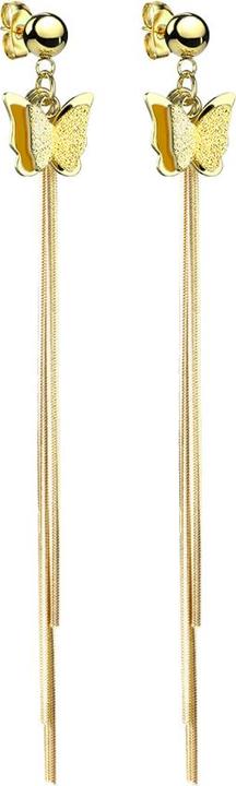 Immagine prodotto Star Piercing Orecchini pendenti placcati in oro con ciondolo a forma di palla e farfalla con catena (senza ottone, Acciaio chirurgico 316L)