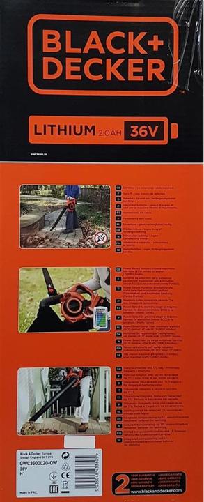 Actual product image Black & Decker Gwc3600l20 (Rechargeable battery operated, Vacuum cleaners & blowers, Leaf blower, Leaf vacuums)