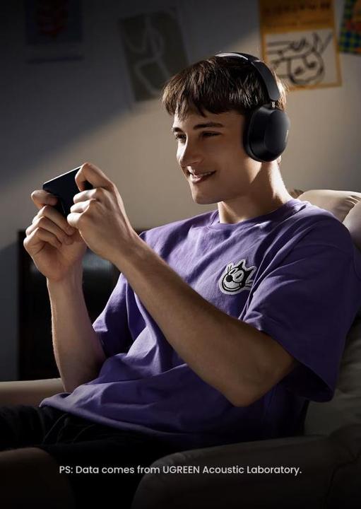 Actual product image Ugreen HiTune Max 5C Wireless Headphones, Hybrid ANC, Bluetooth 5.4 (black) (ANC, Wireless)