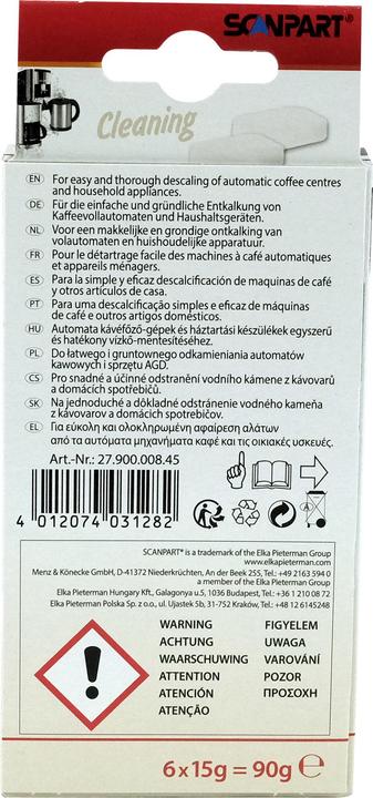 Nutritional values and ingredients Scanpart 2790000845 2790000845 Descaling tablets 6 pcs. (90 ml)