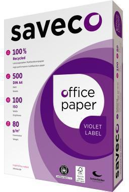 Produktbild Saveco Kopierpapier weiss A4 80g ISO 100 Recyclingpapier Violet 500Bl./Pack. (80 g/m², 500 x, A4)