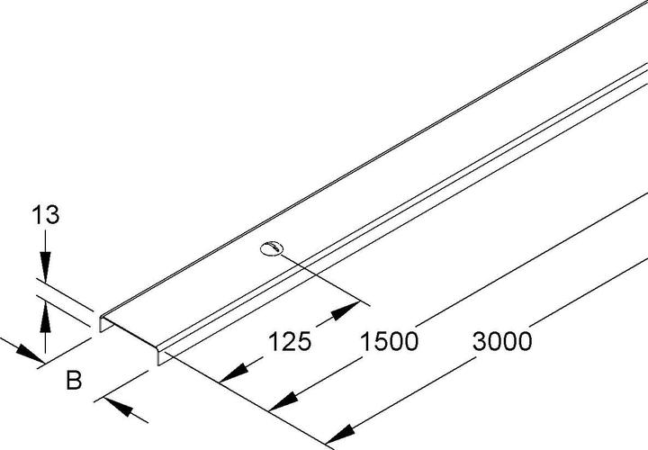 Image du produit Niedax NIE RDV50 Couvercle pour mini-goulotte 50x3000mm T0,75mm avec bande de renfort (Trou de câble, 300 cm)