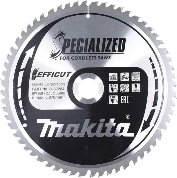 Productafbeelding Makita EFFICUT zaagblad 260x30x60Z