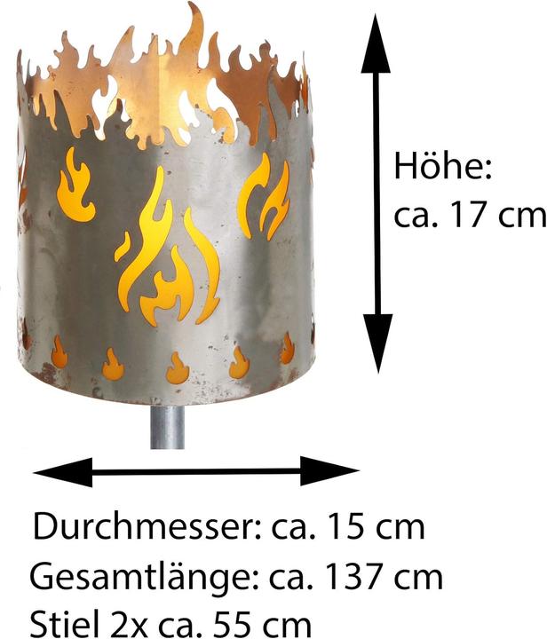 Image du produit Novaliv Gartenfackel Feuer Feuerschale Metall mit Stiel Brennmittel Solarlampe LED