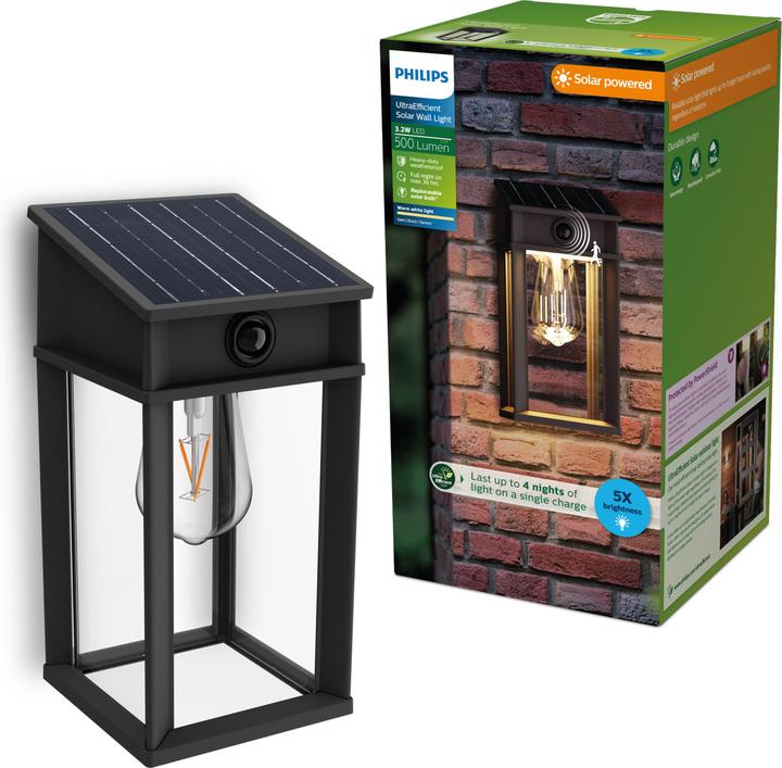 Image du produit Philips Lighting Geri 929004632601 Solar-Aussenwandleuchte 3.2 W Warmweiss Schwa (500 lm, IP44)