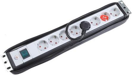 Actual product image Brennenstuhl Prem.-Line 19", 6way, 3m cable16A,switch (8 x, CEE 7/3, 3 m)