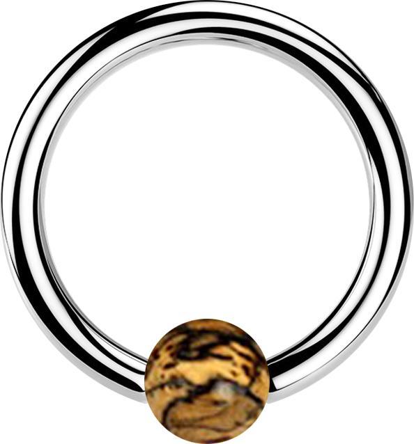 Immagine prodotto Star Piercing Anello con chiusura a micropalla in argento e luce a sfera in legno di tamarindo (Organico, Acciaio chirurgico 316L, senza ottone)