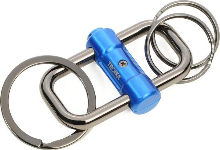 Actual product image Troika 2-WAY KEY Porte-clés avec 3 anneaux et fermeture coulissante, bleu/noir chromé