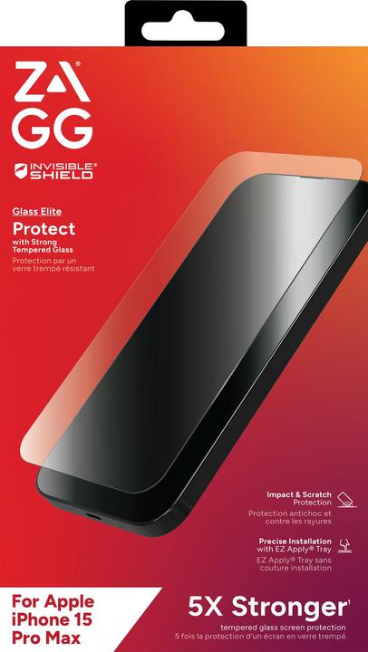 Actual product image Zagg Invisibleshield Glass Elite Am (1 Piece, Apple iPhone 15 Pro Max)