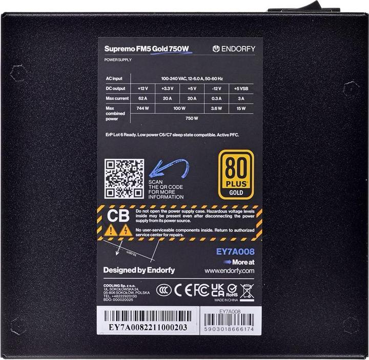 Immagine prodotto Endorfy Supremo FM5 Gold 750W ATX EY7A008 (750 W)