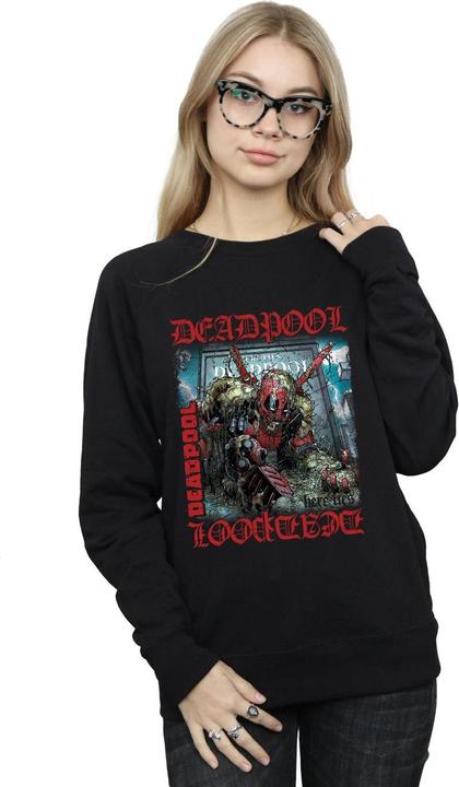 Actual product image Womens/Ladies Deadpool Here Lies Deadpool Sweatshirt (S)