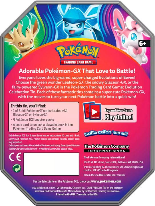 Immagine prodotto Pokémon Kartenspiel TCG: Evolution Celebration Tin Featuring Leafeon-GX (Inglese, Pacchetto Booster)
