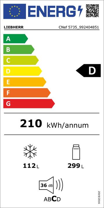 Label énergétique Liebherr CNef 5735 (411 l)