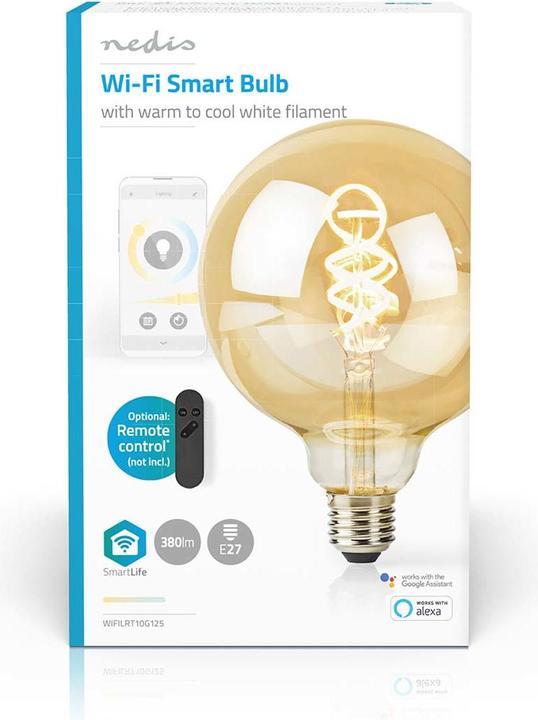 Immagine prodotto Nedis WIFILRT10G125 Smartlife Lampada a filamento LED WLAN E27 360 lm 4,9 W Bianco caldo o freddo 1800 - (E27, 4.90 W, 360 lm, 1 x, G)