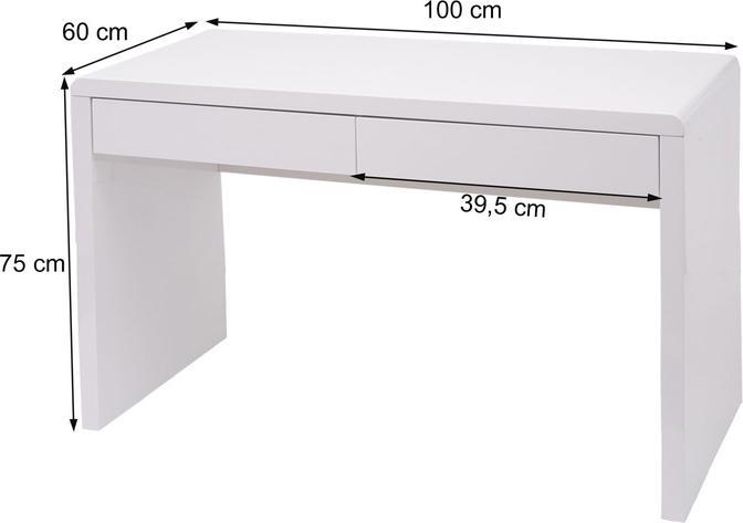 Produktbild Swisshandel24 Schreibtisch Schminktisch, Bürotisch Computertisch Arbeitstisch, Hochglanz Weiss 120x60cm (120 x 60 x 75 cm)