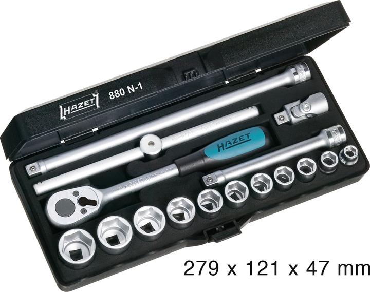 Produktbild HAZET Steckschlüssel Satz 880N-1 ∙ Vierkant10 mm (3/8 Zoll) ∙ Aussen Sechskant-Tractionsprofil ∙ 8 ∙… (22 mm, 8 mm, 10  mm, 14 mm, 21 mm, 18 mm, 11 mm, 12 mm, 20 mm, 19 mm, 17 mm, 15 mm, 13 mm, 9 mm, 16 mm)