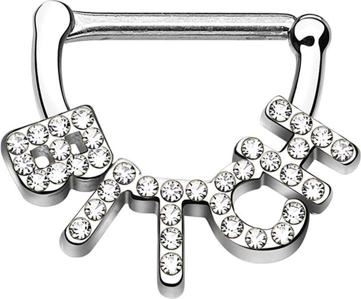 Produktbild Star Piercing Barbell Clicker silber Bitch (Chirurgenstahl 316L, Messing)