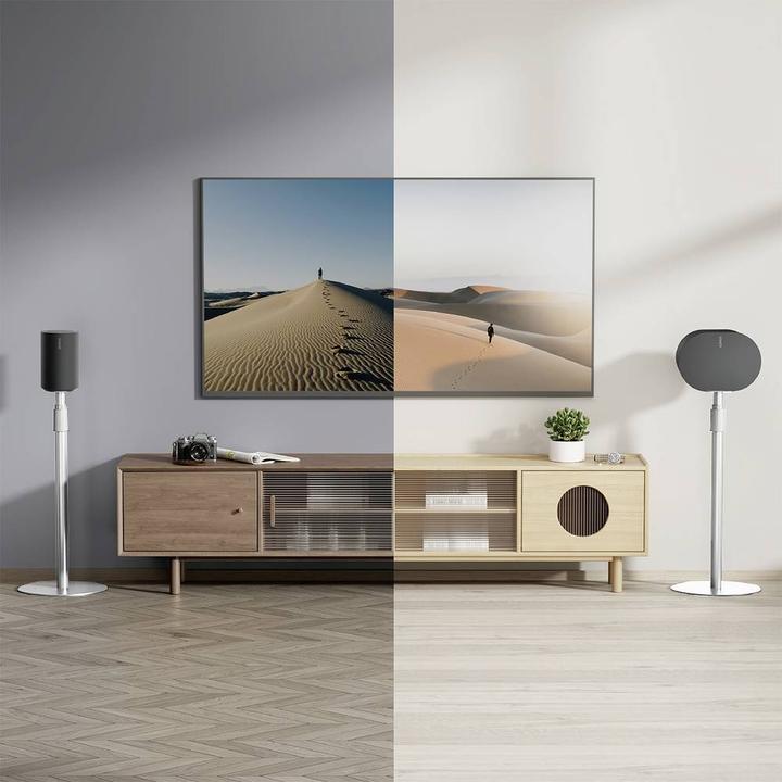 Actual product image myWall My Wall HS49WL Speaker stand Rigid, height-adjustable White 2 pcs. (1 pair, Stand, Not movable)