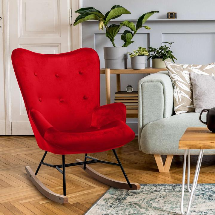 Image du produit CLP fauteuil à bascule Sanka velours, rouge