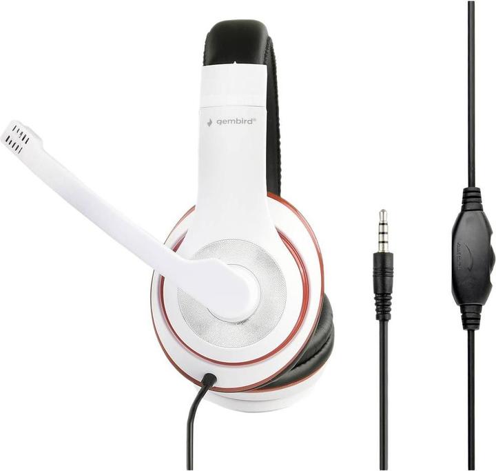 Actual product image Gembird MHS-03-WTRDBK Headphones & Headset Headband 3.5mm Connector Black (Cable)