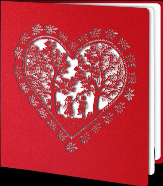 Image du produit Hervorragend Scherenschnitt Karte Herz Hochzeit rot weiss (1 pcs)