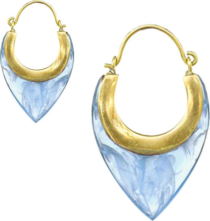 Produktbild Star Piercing Ohrring vergoldet Tropfen Epoxy Rauch blau (Organisch, Messing)