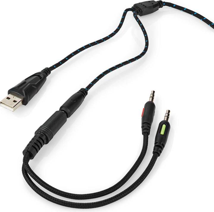 Produktbild Nedis Gaming Headset | Über Ohr | Stereo | USB Type-A / 2x 3.5 mm | Klappbarer Mikrofon | 2.20 m | L (Kabelgebunden)