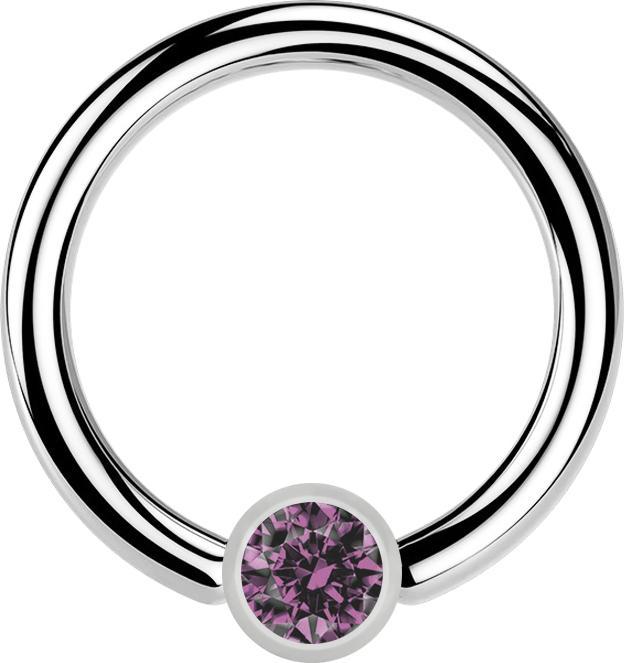 Produktbild Star Piercing Ball Closure Ring silber und Kristall hellviolett (ohne Messing, Chirurgenstahl 316L)