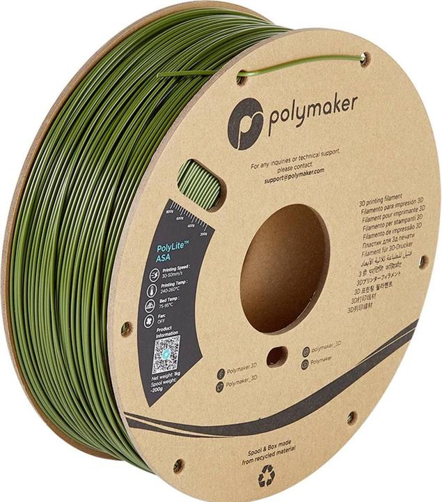 Actual product image Polymaker PolyLite ASA (ASA, 1.75 mm, 1000 g, Green)