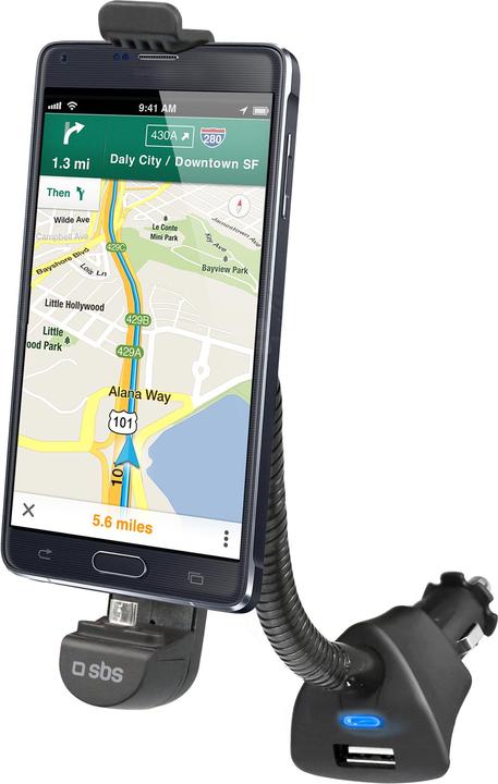 Immagine prodotto SBS Supporto da auto con connessione micro USB e porta USB per smartphone fino a 5.5Inc