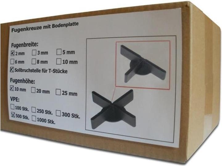 Image du produit Sanpro Croix de joint avec plaque de base de 1 mm, taille 2 mm / hauteur 10 mm, quantité 500 pièces (500 x)