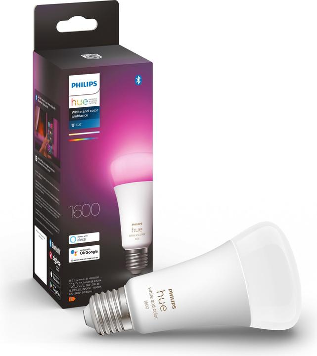 Produktbild Philips Hue White & Color Ambiance BT (E27, 13.50 W, 1600 lm, 1 x, F)