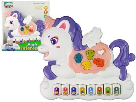 Produktbild Lean Toys Interaktives Klavier Einhorn Geräusche Tiere Fahrzeuggeräusche Melodien Weiss