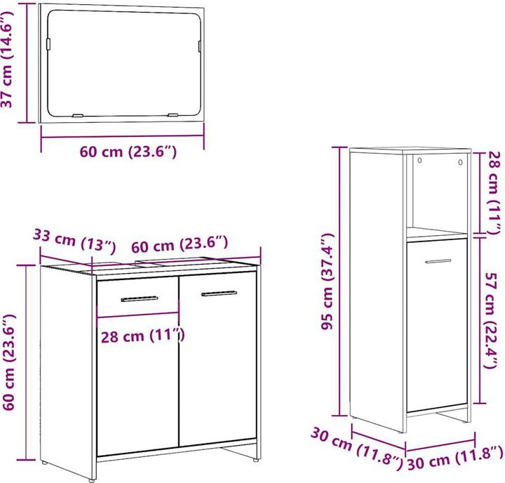 Actual product image VidaXL 3-tlg. Badmöbel-Set Artisan-Eiche Holzwerkstoff