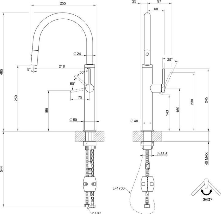 Actual product image Gessi Armatur 60022 707 Black Metal Brus
