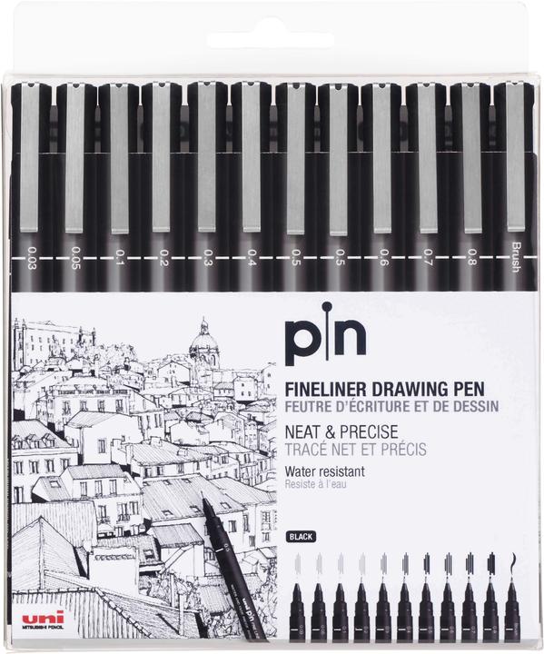 Produktbild Uni-ball Pin Fineliner (Black, 12 x)