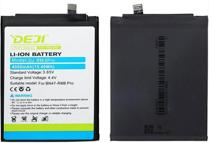 Actual product image DEJI Battery Xiaomi Redmi 6 Mi A2 BN47 4000mAh