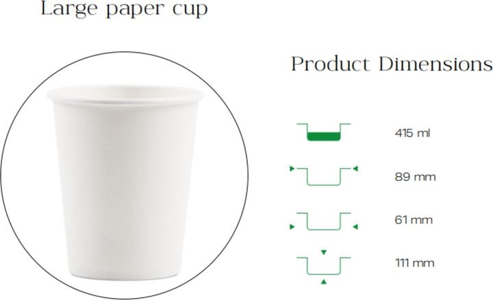 Actual product image TeCup Pappbecher, Trinkbecher, Heissgetränk, Kaffeebecher 14 oz (415 ml) (100 x)