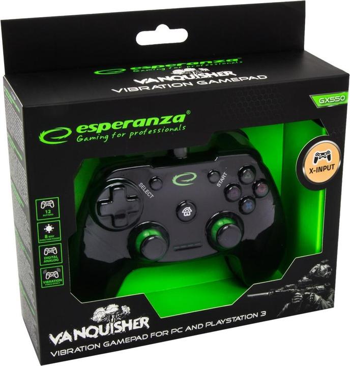 Image du produit Esperanza EGG110K Contrôleur de jeu Gamepad PC Playstation 3 Analogique / Digital USB 2.0 Noir (PC, PS3)