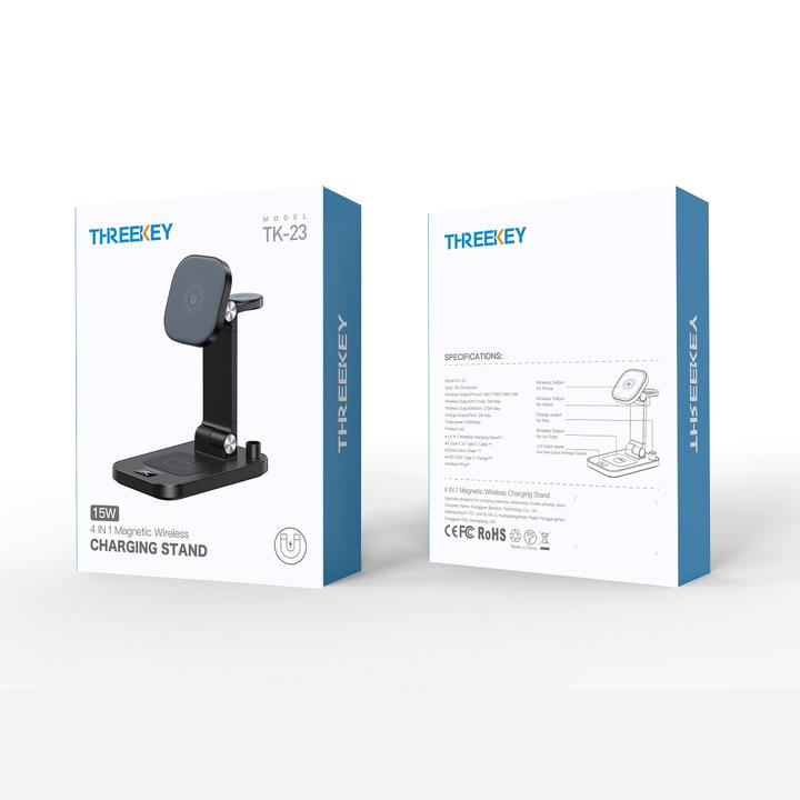 Produktbild ThreeKey Kabelloses Ladegerät TK-23 4in1 15W schwarz (15 W)