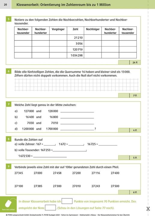 Produktbild Sicher ins Gymnasium: Klassenarbeitstrainer für den Übertritt Mathematik 4. Klasse (Deutsch, 2023)